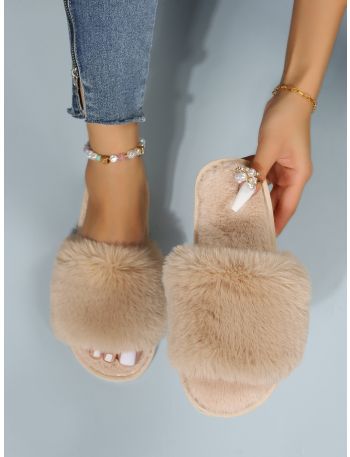 Single Band Fluffy Bedroom Slippers