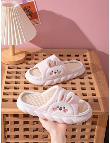 Cartoon Embroidered Rabbit Ear Decor Novelty Slippers