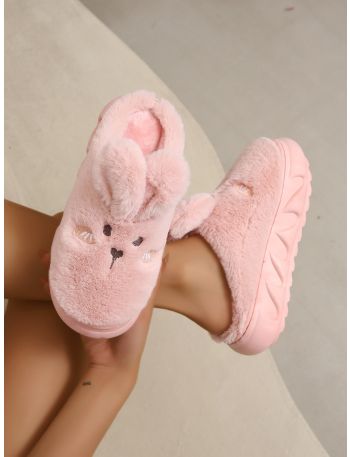 Cartoon Embroidered Fuzzy Novelty Slippers