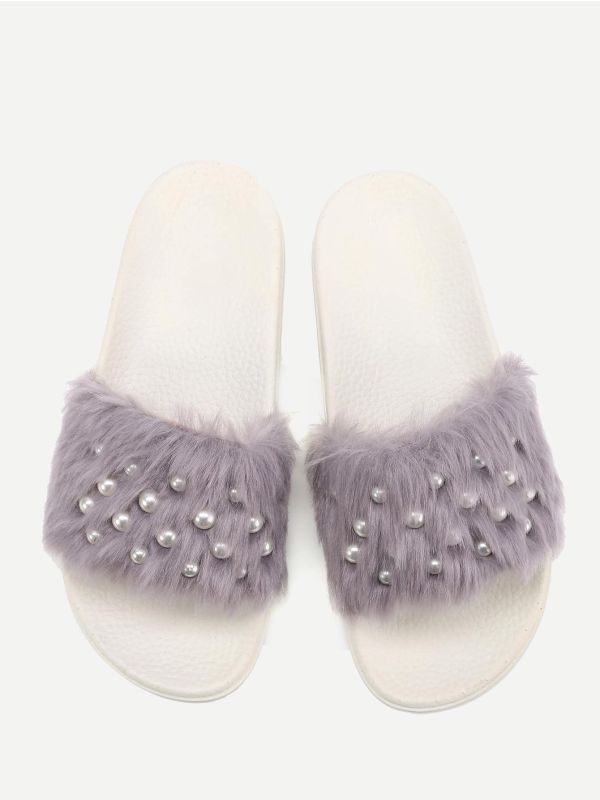 Flat Slippers With Faux Pearl