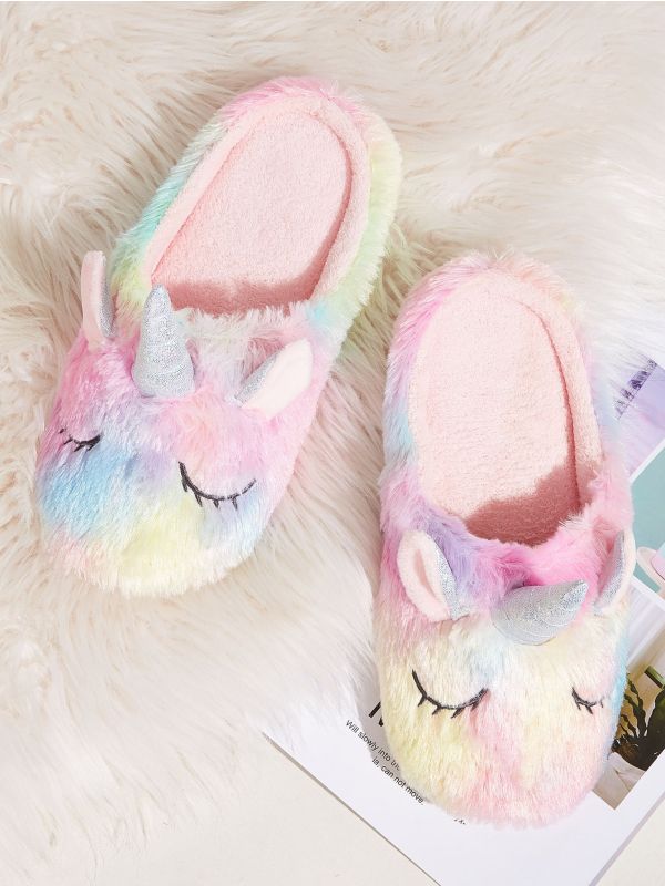 Unicorn Design Fluffy Slippers