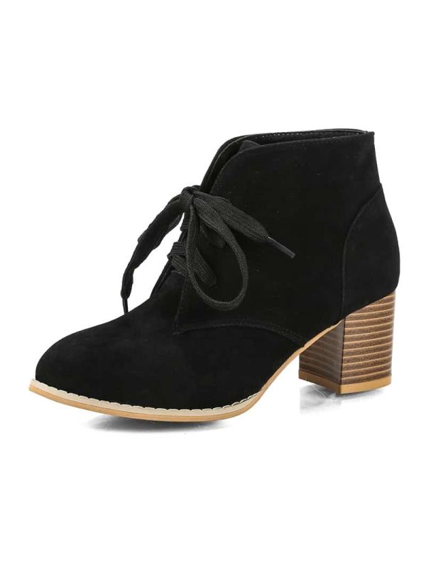 Lace-up Front Chunky Heeled Ankle Boots