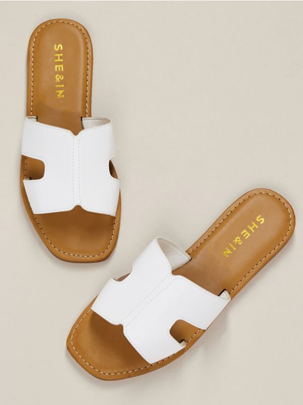 Single Band H Cut Out Slide Sandals