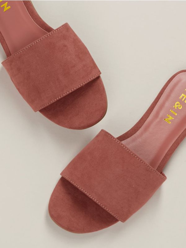 Wide Band Slide On Flat Sandals