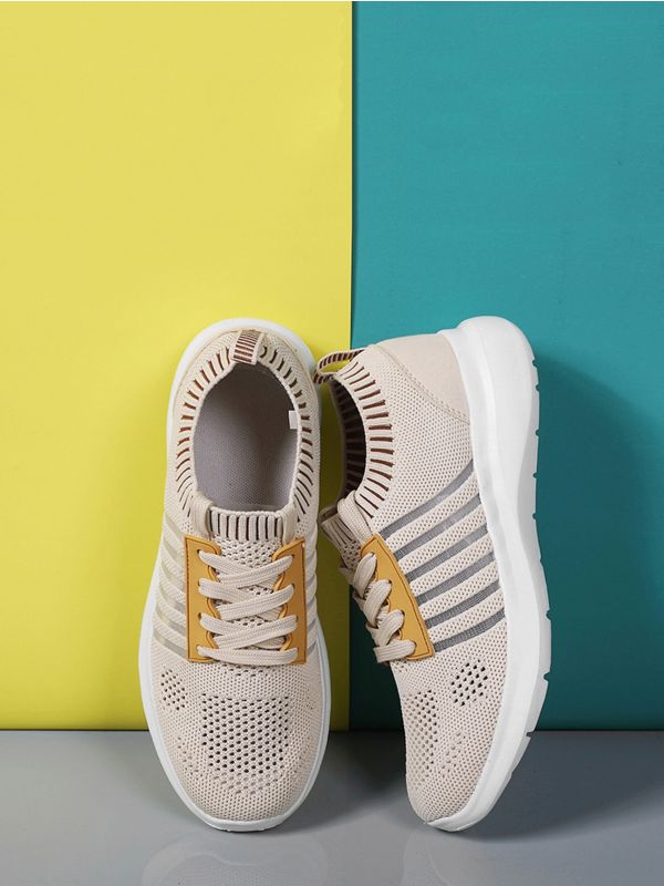 Striped Detail Breathable Knit Sneakers
