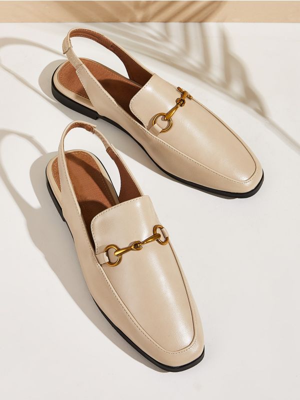 Horsebit Decor Slingback Loafers