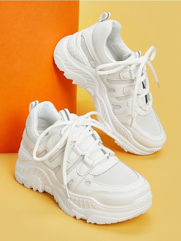 Lace-up Front Wide Fit Chunky Sneakers