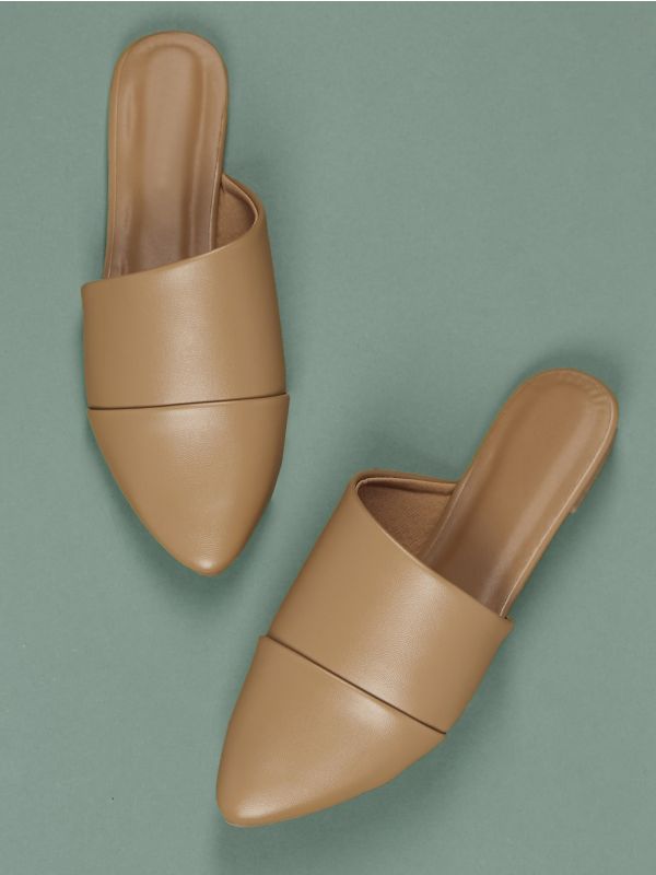 Pointy Toe Wrap Detail Ballet Mules