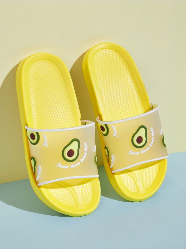 Avocado Graphic Clear Sliders