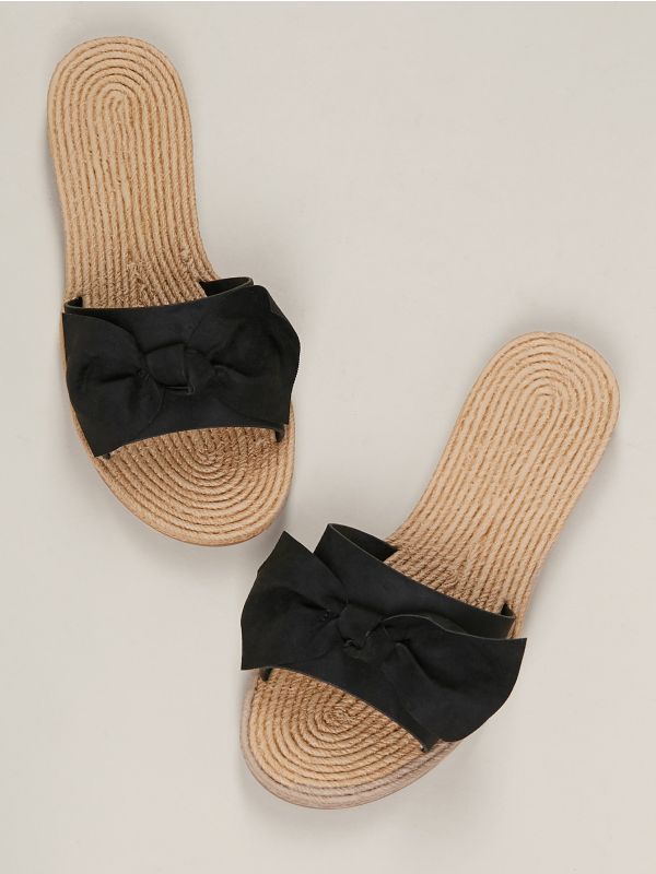 Woven Twine Sole Knot Detail Slide Sandals