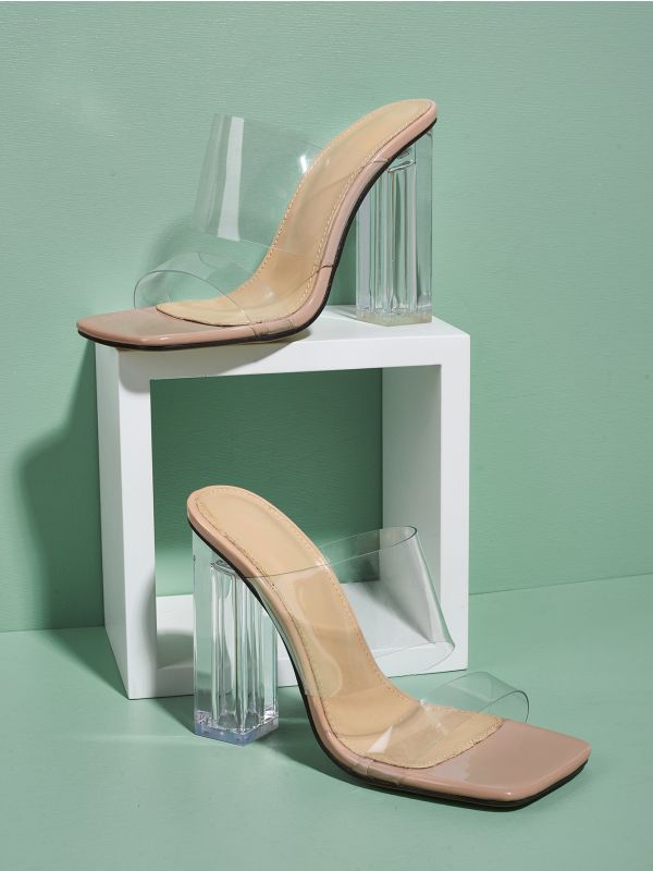 Toe Loop Clear Mule Sandals