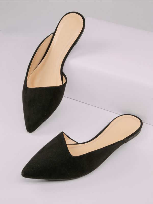 Pointed Toe Slip On Flat Mules