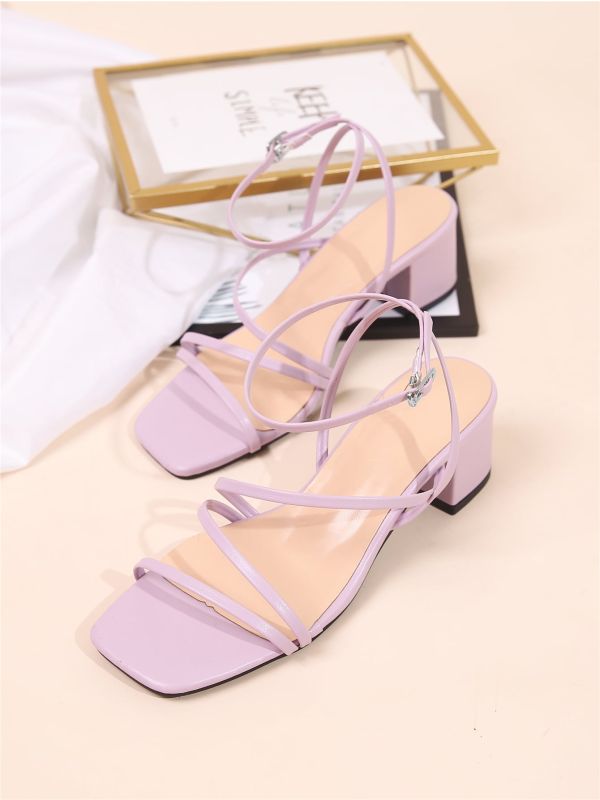Thin Strap Ankle Strap Chunky Heeled Sandals