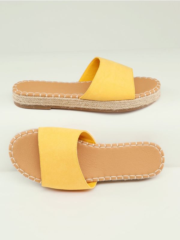 Open Toe Wide Band Slip On Flatform Sandals