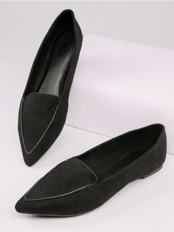 Faux Suede Stitch Pointed Flats