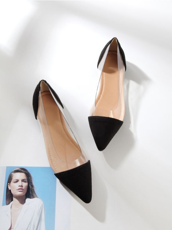 Clear Panel Point Toe Flats