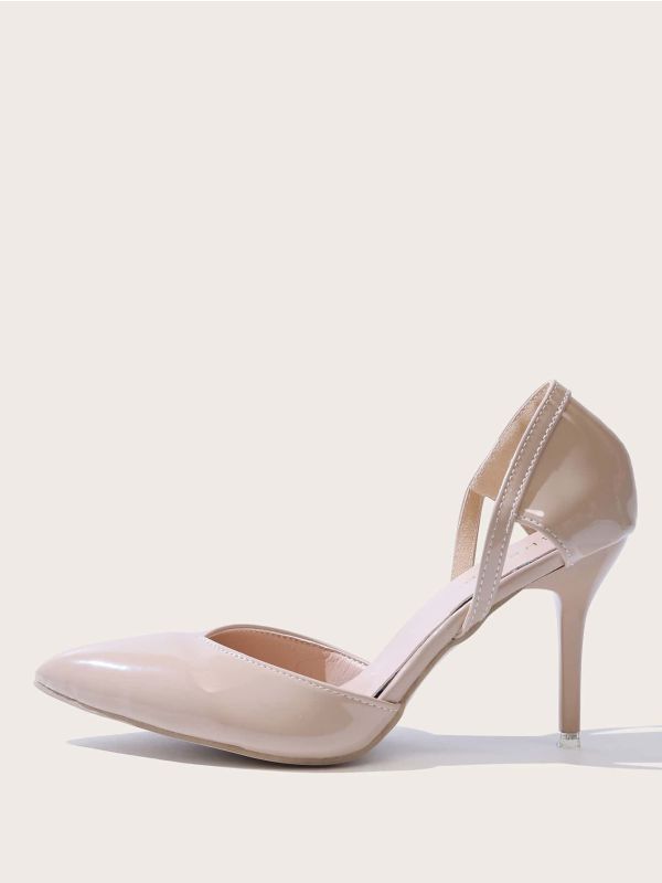 Pointed Toe Artificial Patent Leather Heels