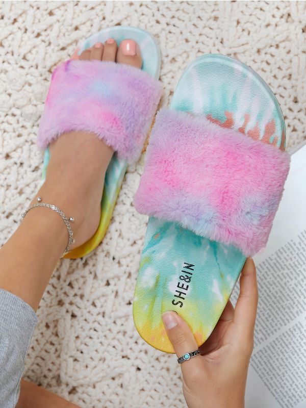Open Toe Tie Dye Foam Sole Slide Sandals
