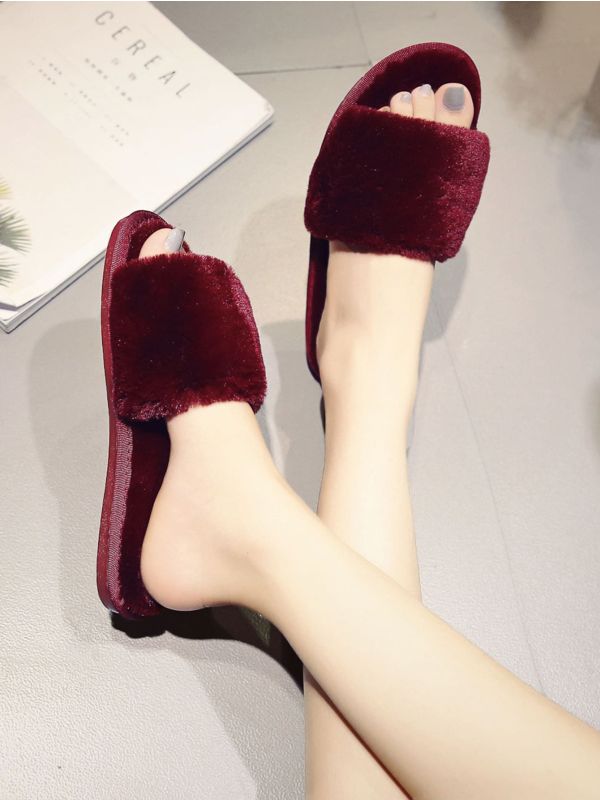 Plain Fluffy Slippers