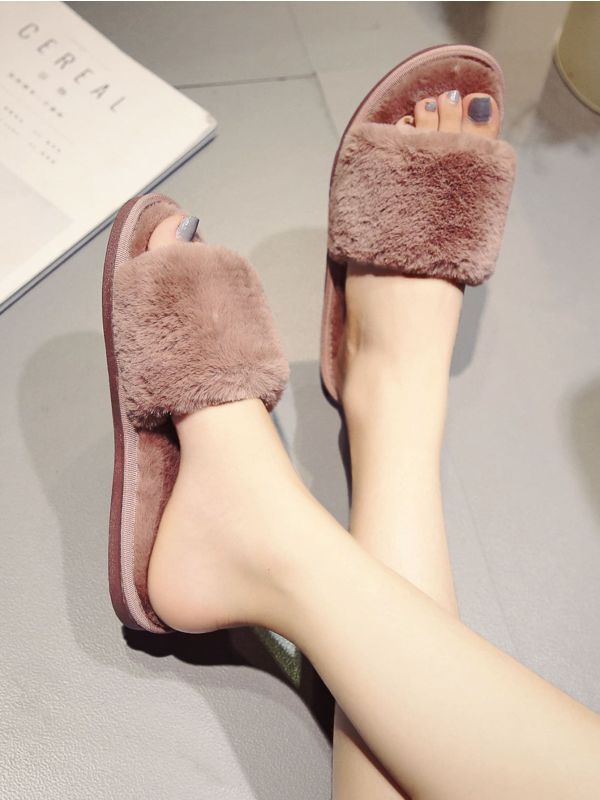 Plain Fluffy Slippers