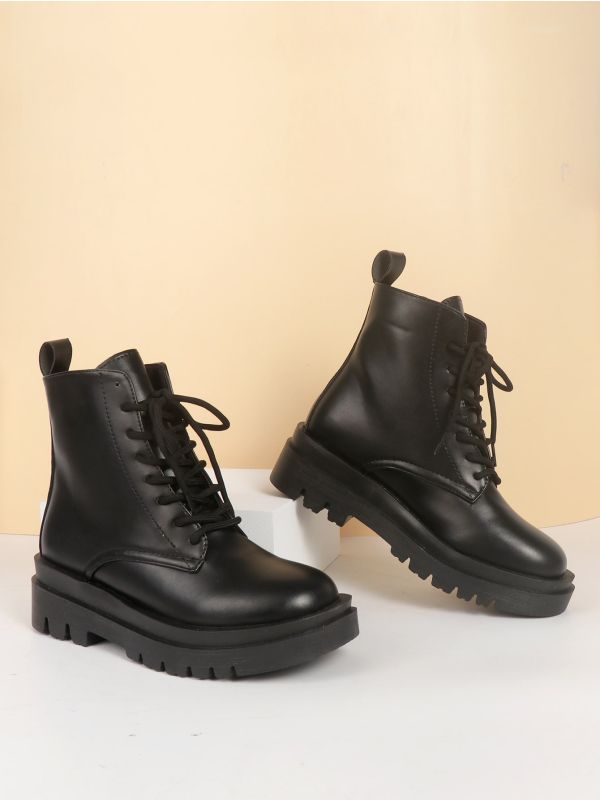 Minimalist Lace Up Front Combat Boots