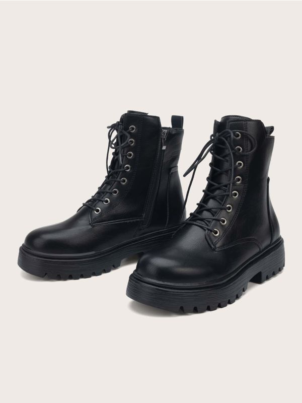 Minimalist Lace-up Front Combat Boots