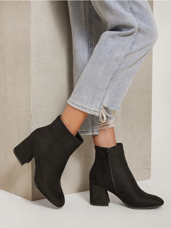 Vegan Leather Square Toe Booties