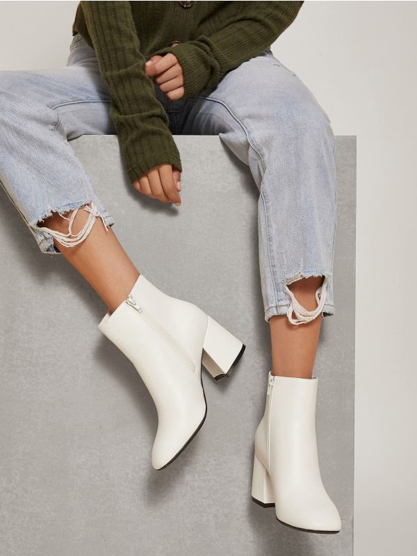 Vegan Leather Square Toe Booties