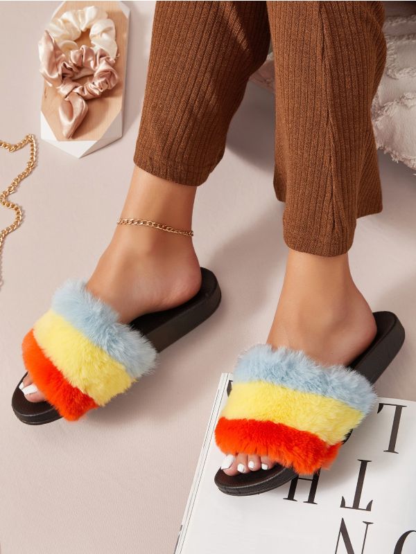Tie-Dye Plush Vamp Slide Sandals