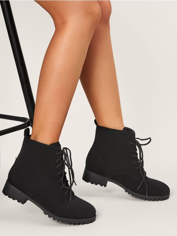 Lace-up Front Ankle Boots