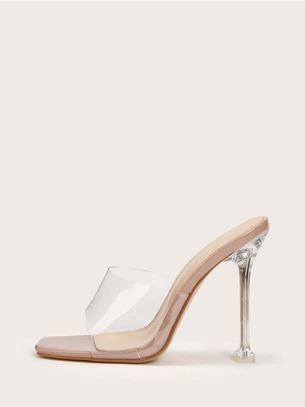 Clear Open Toe Ultra High Heeled Mules