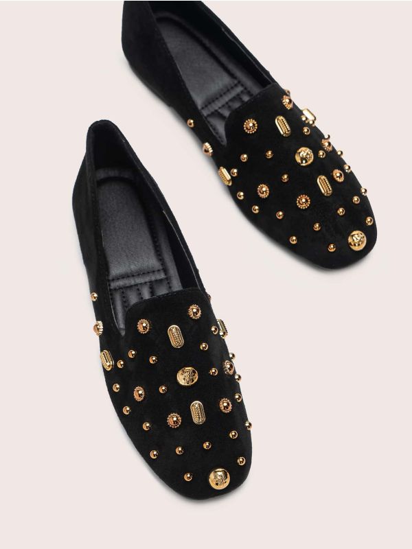 Metal Decor Flat Loafers