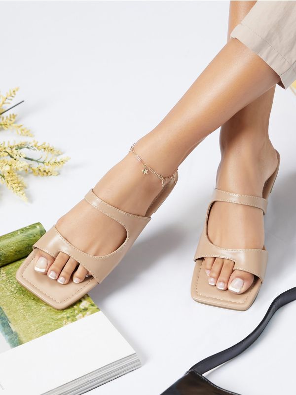 Vegan Leather Cutout Toe-Ring Sandals