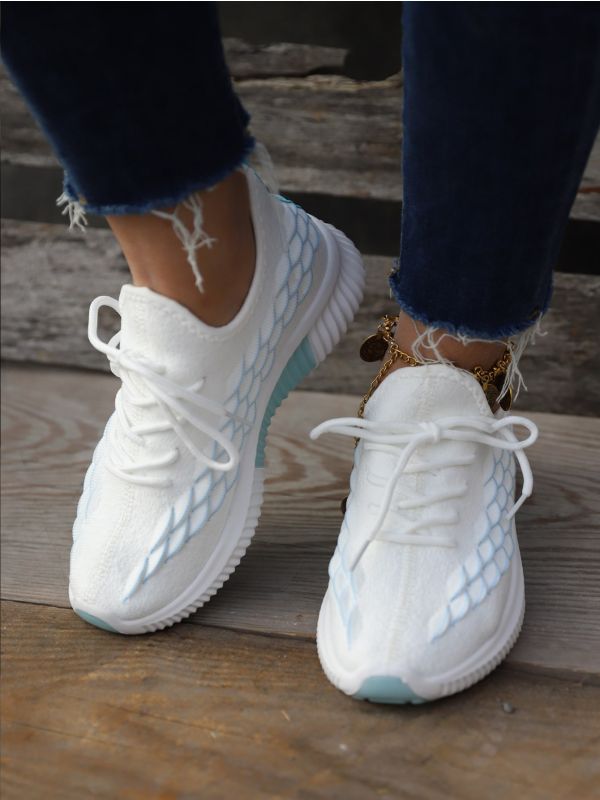 Lace-up Decor Knit Sneakers