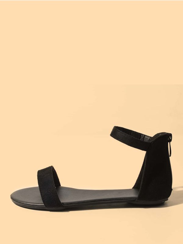 Two Part Ankle Strap Flat Sandals