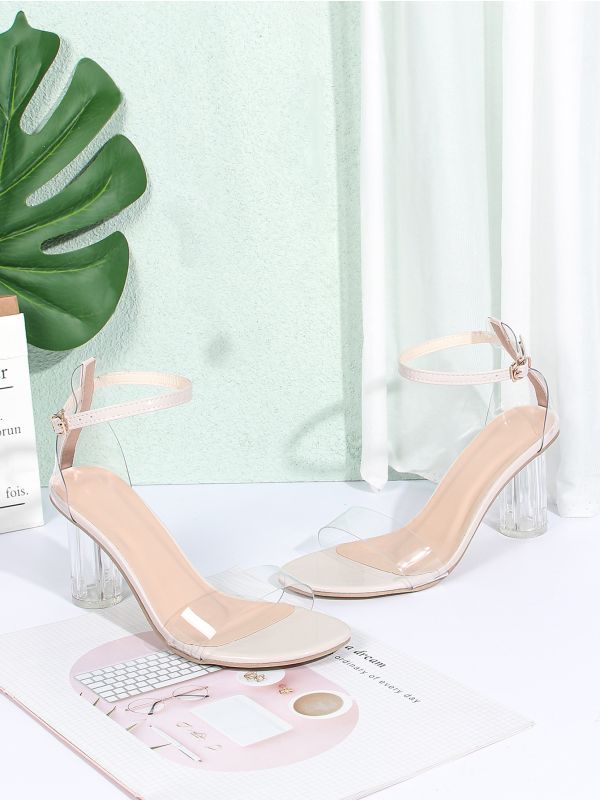 Clear Ankle Strap Chunky Sandals