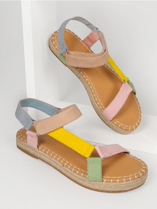 Multicolored Ankle Strap Espadrille Sandals