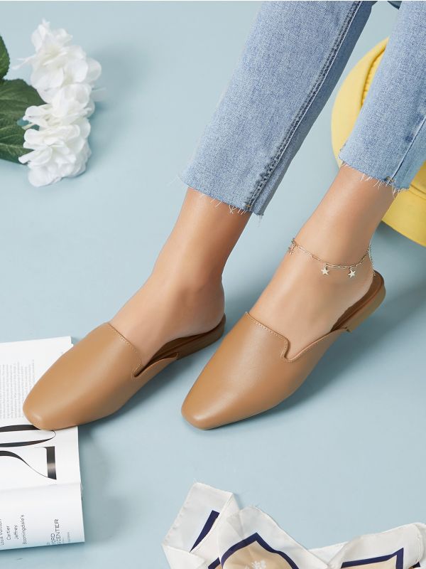 Vegan Leather Notched Mules