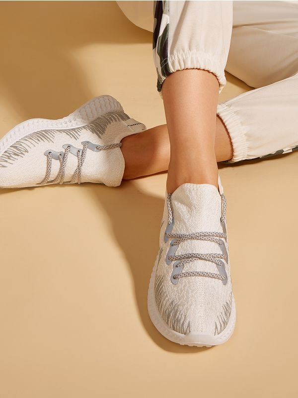 Lace-up Front Wide Fit Knit Sneakers