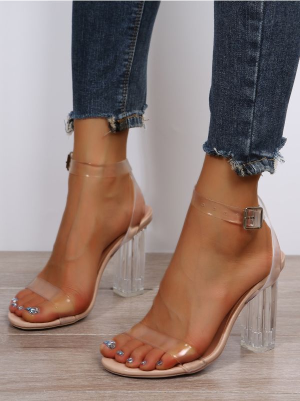 Clear Chunky Heeled Sandals