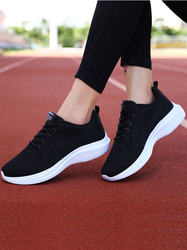 Minimalist Lace-up Front Knit Sneakers