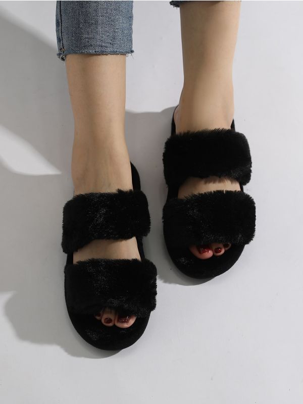 Minimalist Two Part Fluffy Home Slippers