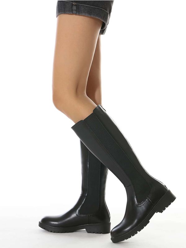 Minimalist Platform Knee Chelsea Boots