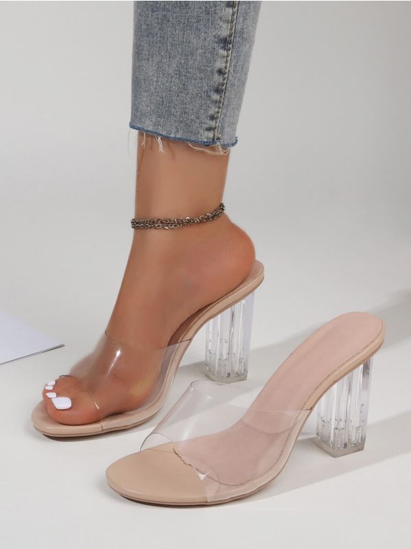 Clear Chunky Mule Sandals