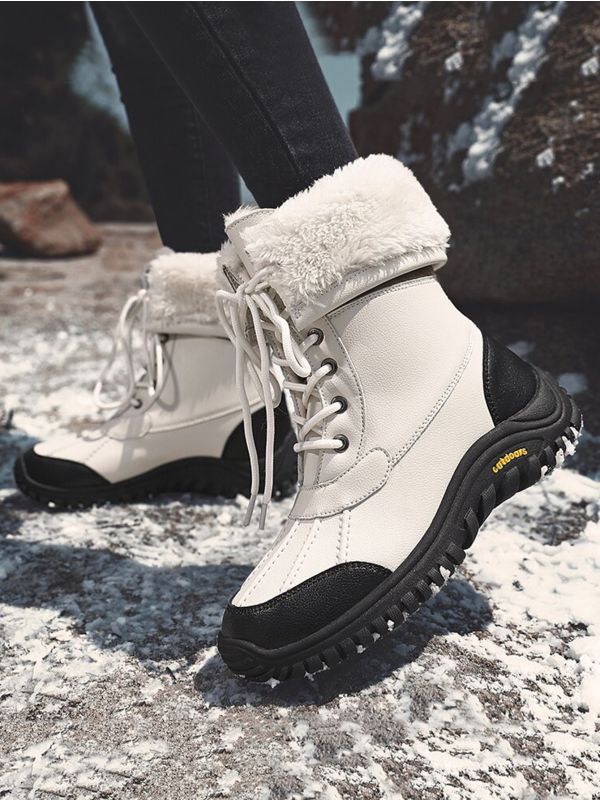 Lace-up Front Fuzzy Snow Boots