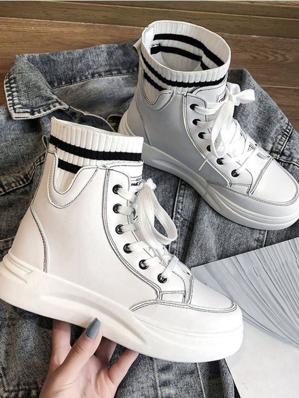 Striped High Top Skate Shoes