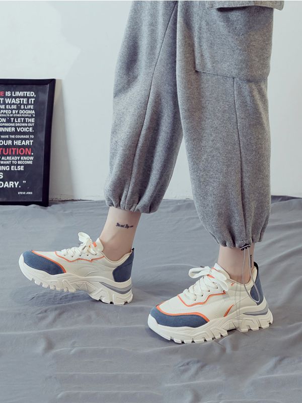 Colorblock Lace-up Front Chunky Sneakers
