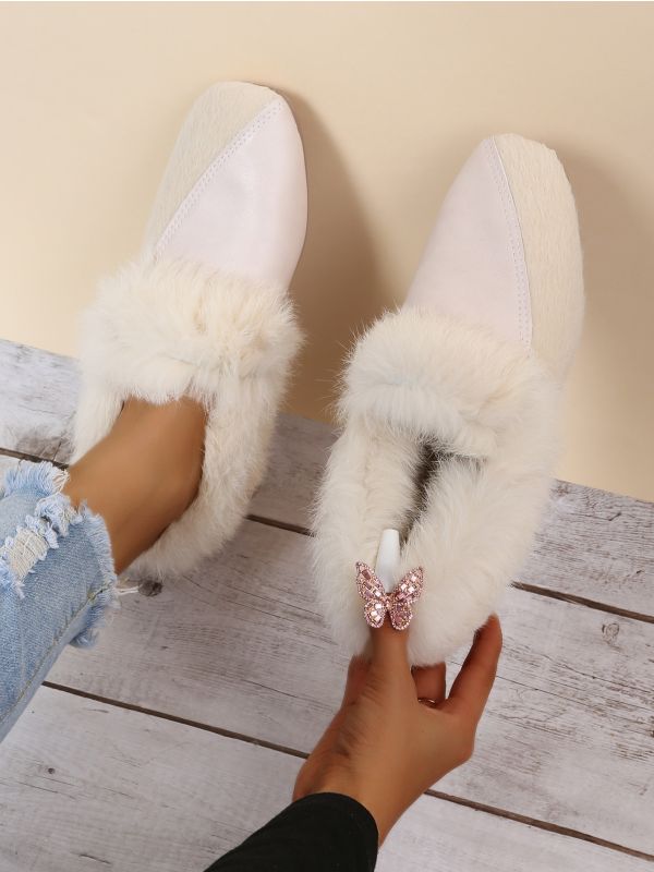 Minimalist Square Toe Fluffy Loafers