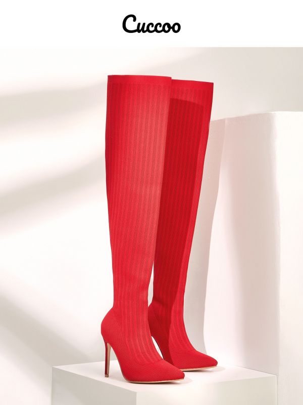 Basic Minimalist Stiletto Heeled Sock Boots