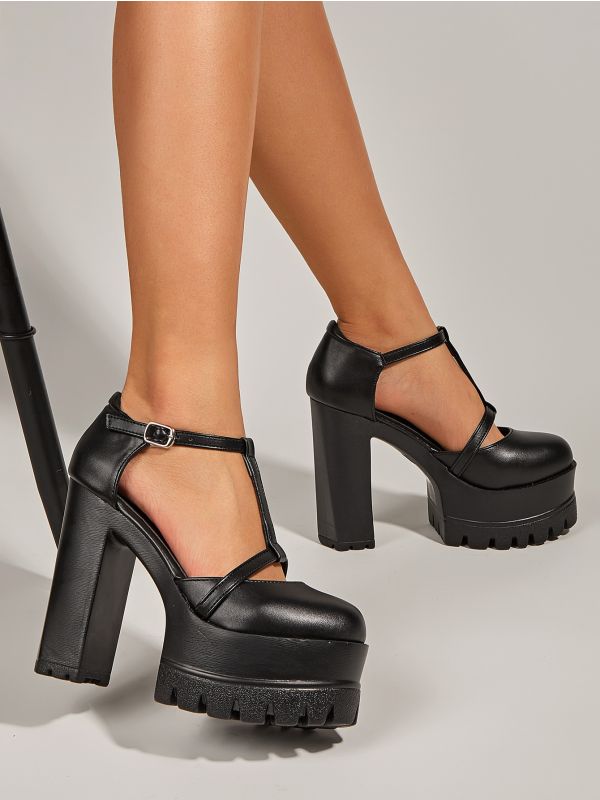 Ultra Heeled Ankle Strap Pumps